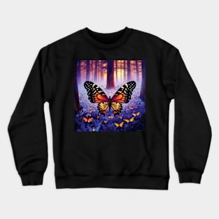 Beautiful Monarch Butterfly in a forest Crewneck Sweatshirt